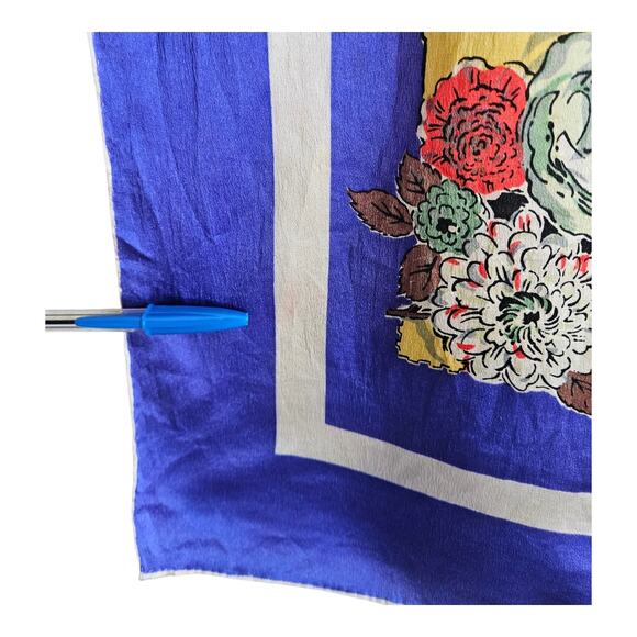 BAAR & BEARDS Silk Scarf Occupied Japan 33 x 33 Hand Rolled Floral VINTAGE AS IS - Picture 5 of 8